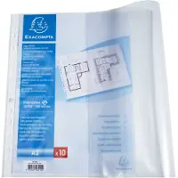 Exacompta 5x Pak van 10 geperforeerde showtassen - gladde PP 10/100ste - A3 horizontaal - Transparant - 6210E