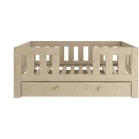 Need Sleep – Kinderbed met Lade 80x160 cm – Veilig Peuterbed met Hoge Valbeveiliging – Massief Houten Bed