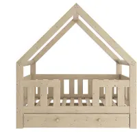Need Sleep – Huisbed met Lade 80x160 cm – Houten Kinderbed met Hoge Valbeveiliging – Bedhuisje van Massief Hout