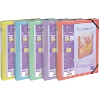 Exacompta Kreacover Pastel Archiefdoos 59279E A4 PP (Polypropeen) Elastiek 25 (B) x 4 (D) x 33 (H) cm Kleurenassortiment 40 mm 5 Stuks