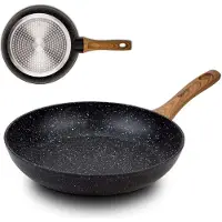 Nava koekenpan / braadpan NATURE met granietcoating, geschikt voor het bakken en sudderen van gerechten, diameter 24 cm, geschikt voor gasfornuizen en inductiekookplaten
