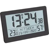 TFA-Dostmann 60.2557.01 Zendgestuurde klok Zendergestuurd 20.6 cm x 3 cm x 13 cm Zwart Groot display