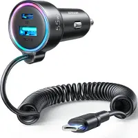 JOYROOM 3-in-1 bedrade autolader (55W), Auto-adapter, Zwart