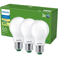 Philips LED lamp E27 | Peer A60 | Ultra Efficient | 2700K | 4W (60W) | 3 stuks
