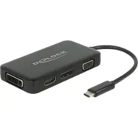 DeLOCK USB 2.0 Adapter [1x USB-C stekker - 1x VGA-bus, HDMI-bus, DVI-bus 24+5-polig, DisplayPort bus] 63929 0.15 m