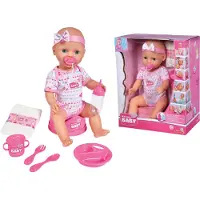 New Born Baby - New Born Baby - Babypop - 43 cm - slapende ogen - roze - drink en plasfunctie - babypop