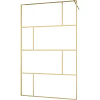 Aurlane Paroi de douche à l'italienne 120x195cm Sérigraphie type Briques - Doré Or Brossé - GOLDY BLOCKS