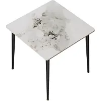 Happyment Marmeren Eetkamertafel 4 Personen - Glossy Groen - Metalen Poten - Voor Keuken, Restaurant & Café
