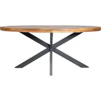 Happyment Eetkamertafel ovaal - 4 personen - Massief mangohout - Eettafel - 200x90x77cm