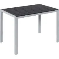 Happyment Tuintafel Tavien - Buitentafel - Eettafel buiten - Outdoor - Voor Tuin & Terras - Rechthoekige Aluminium Tafel met Metalen Lattenbodem -110x70x73 cm - Grijs