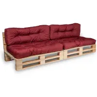Bananair - Palletkussens 2x Set - Tuinkussens voor Palletbank - 2x Zitkussen 120x80x15 cm & 2x Rugkussen 120x40x15 cm - Rood