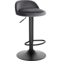 Happyment Luxe Barkurk Benito - Industrial - Grijs - Barkrukken set van 1 - Barstoel Kruk - Barstoelen met rugleuning - Keukenstoel - In hoogte verstelbaar - Velvet