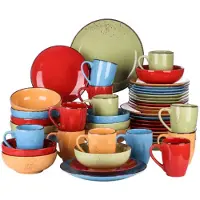 Happyment Fiorenzo Serviesset - 48 delig - 12 persoons - Mix kleuren - Dinerborden - Bordenset - Diepe borden - Ontbijtborden - Servies - Keukenservies