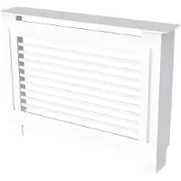 Happyment Radiatorombouw Valora - 111x92 cm - Ombouw rooster - Horizontale panelen - MDF - Stijlvol - Wit