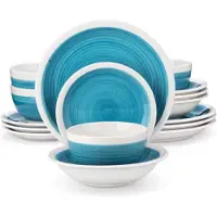 Happyment Lucenzo Serviesset - 32 delig - Blauw - Dinerborden - Bordenset - Diepe borden - Ontbijtborden - Servies - Keukenservies