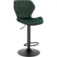 Happyment Barkruk Otta - Industrial - Donkergroen - Barkrukken set van 1 - Barstoel Kruk - Barstoelen met rugleuning - Keukenstoel - In hoogte verstelbaar - Velvet