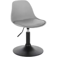 Happyment Mini Barkruk Ziva - Grijs - Set van 1 - Kleine ronde kruk - Keuken - Barstoel - Kunstleer - Verstelbaar in hoogte - Zithoogte 37-49cm