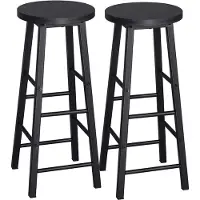 Happyment Hoge barkrukken Parijs - Zwart - Set van 2 - Keuken - Barstoelen - Zonder rugleuning - Hout