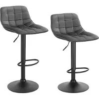 Happyment Barkrukken Terino Velvet - Met rugleuning - Bordeaux - Set van 2 - Keuken - Barstoelen ergonomisch - Verstelbaar in hoogte - Zithoogte 60-82cm