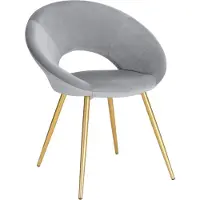 Happyment Luxe Velvet Stoel - Lichtgrijs - Eetkamerstoel - Met armleuning - Vergaderstoel - Gouden Metalen poten - Set van 1 - Zithoogte 47cm