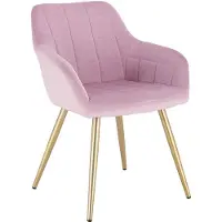 Happyment Stoel Divine - Eetkamerstoel - Roze Velvet - Gouden Metalen poten - set van 1 - Zithoogte 47cm - deluxe