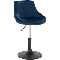 Happyment Barkruk Modern Sadi - Industrial - Blauw - Barkrukken set van 1 - Barstoel Kruk - Barstoelen met rugleuning - Keukenstoel - In hoogte verstelbaar - Velvet