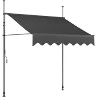 Happyment Handmatige Intrekbare Luifel Fioren - Zonneluifel - Niet-Schroef Buitenpatio Zonnescherm voor Terrasdeur en Raam - In Hoogte Verstelbaar Zonnescherm Onder Dak - 350 x 120 cm
