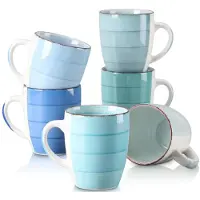 Happyment Mizo Mokkenset - 6 stuks - 470ml - Ovaal - Koffiemokken - Melkbeker - Met oor
