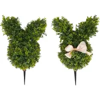 Happiq Kunstplant konijnvorm - Voor Binnen en Buiten / Decoratie - Konijnvormige Buchsbaum Kunstplant - Plastic / Groen - 50cm