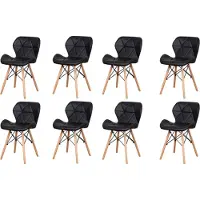 Happyment Moderne Eetkamerstoelen - Set van 8 - Zwart - Woonkamerstoelen - Keukenstoelen - Kuipstoel - Zithoogte 38cm