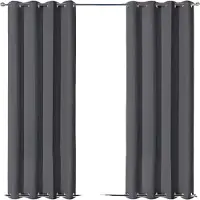 Happiq Buitengordijn Vaylen - Waterdicht - Winddicht en verduisterend - Voor Overkapping, Tuinterras, Gazebo en Pergola - Thermisch Geïsoleerd - Donkergrijs 140x213cm