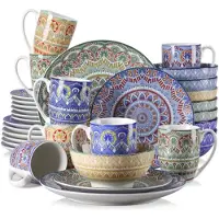 Happiq Valenza Serviesset Armonia - 32 delig - 8 persoons - Mix kleur - Dinerborden - Bordenset - Diepe borden - Ontbijtborden - Servies - Keukenservies
