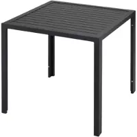 Happyment Tuintafel Fioren - Buitentafel - Eettafel buiten - Weerbestendige Terrastafel - Rechthoekige Aluminium Tafel - 75x75x73 cm - Voor Tuin en Achtertuin - Zwart