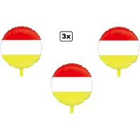 Partyxplosion 3x Folieballon rood/wit/geel (45 cm) - Carnaval - Thema feest verjaardag festival party fun folie ballon Oeteldonk