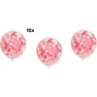 Partyxplosion 12x Confetti ballonnen Baby rose - papier confetti - Festival thema feest ballon verjaardag