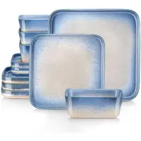 Happyment Zafiro Serviesset - 12 delig - 4 persoons - Dussy Blauw - Dinerborden - Bordenset - Diepe borden - Ontbijtborden - Servies - Keukenservies
