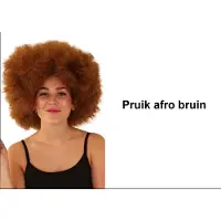 Partyxplosion Afro pruik bruin disco - one size - festival disco carnaval afrokapsel 70s and 80s disco peace flower power happy together
