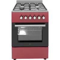 Wiggo WO-E606A(RX) – Vrijstaand Gasfornuis met Elektrische Oven (60 cm) – Rood