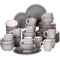 Happyment Majestic Velentino Serviesset - 48 delig - 12 persoons - Grijs - Dinerborden - Bordenset - Diepe borden - Ontbijtborden - Servies - Keukenservies
