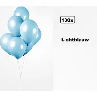 Partyxplosion 100x Ballonnen licht blauw 27cm - Carnaval thema feest party oud en nieuw festival