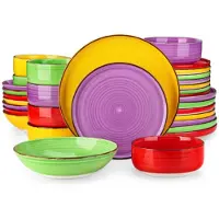Happyment Chromatica Azzuro Serviesset - 32 delig - 8 persoons - Kleurrijk - Dinerborden - Bordenset - Diepe borden - Ontbijtborden - Servies - Keukenservies