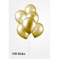 Partyxplosion 100 x Gouden Metallic Ballonnen 100% biologisch afbreekbaar , 30 cm doorsnee, Nieuwjaar, Kerstmis, Carnaval, Voetbal, Verjaardag, Themafeest, Huwelijk.Versiering