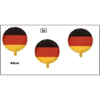 Partyxplosion 3x Folieballon Duitsland 45cm - niet opgeblazen geleverd - Landen EK WK Italiaans festival thema feest fun