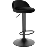 Happyment Luxe Barkurk Benito - Industrial - Zwart - Barkrukken set van 1 - Barstoel Kruk - Barstoelen met rugleuning - Keukenstoel - In hoogte verstelbaar - Velvet