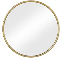 Happiq Ronde Spiegel - Voor Badkamer, Slaapkamer, Woonkamer en Hal - Moderne Wandspiegel met Gouden Metalen Frame - Stijlvolle Ophangdecoratie - 40x40cm