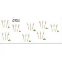 Themaparty 250x Snackvork hout met tanding 14cm - Vork diner snijden festival thema feest food