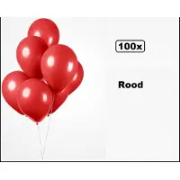 Partyxplosion 100x Ballonnen rood 27cm - Carnaval thema feest party oud en nieuw festival
