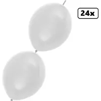 Partyxplosion 24x Doorknoop ballon wit 25cm – Link Ballon - festival themafeest huwelijk party trouwen gala