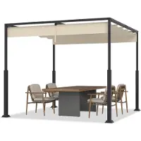 ACXIN Pergola - Metalen Pergola - Waterdicht & Winterbestendig - 3x3 m - Schuifdak & Zonbescherming - Beige
