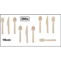 TakeAware 300x Bestekset hout lepel/vork/mes - next generation soep dessert ijs restaurant take away diner next generation